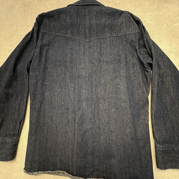 Vtg BB Brand Shirt Mens Pearl Snap Dark Denim Long Sleeve XLarge New Orleans USA - Picture 8 of 9
